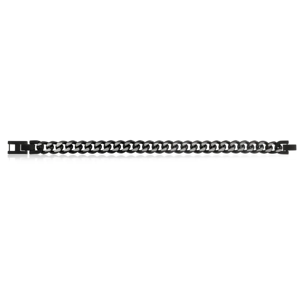 Stainless Steel Reversible Black/SteelCurb Bracelet - Image 2