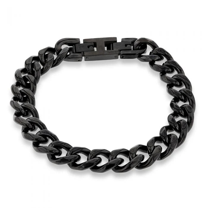 Stainless Steel Reversible Black/SteelCurb Bracelet - Image 3