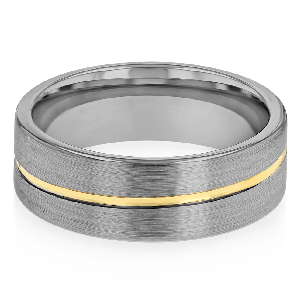 Stainless Steel Ring with Gold Inlay - Image 2