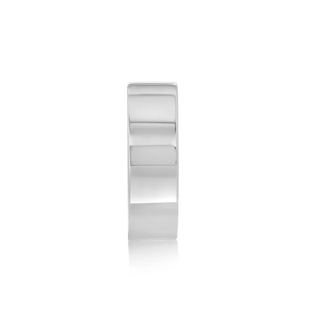 Stainless Steel Single Polished 4mm Wide Huggie Hoop Earring (Single Piece Only) - Image 2