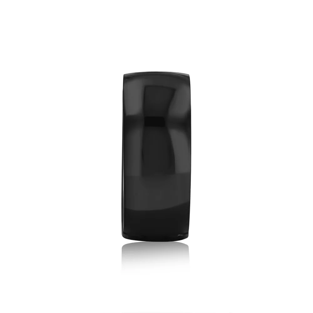 Stainless Steel Single Polished Black 5mm Wide Huggie Hoop Earring (Single Piece Only) - Image 2