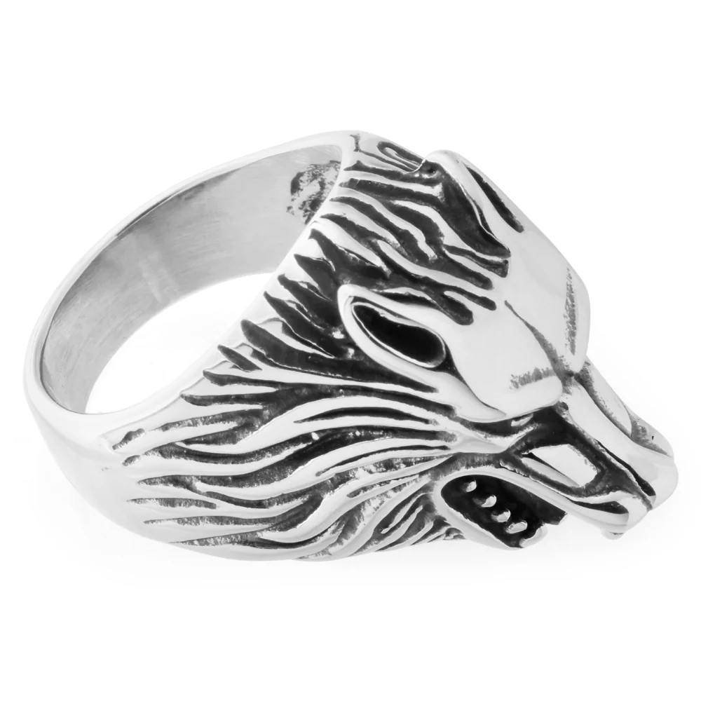 Stainless Steel Wolf Head Ring - Image 2