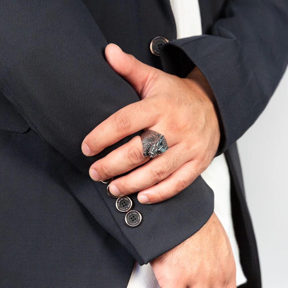 Stainless Steel Wolf Head Ring - Image 4