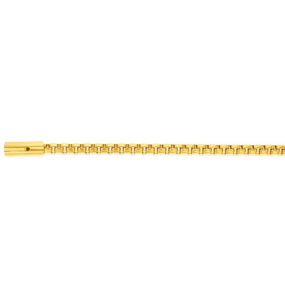 Stainless Steel Yellow Gold Plated Large Belcher 21cm Bracelet - Image 2