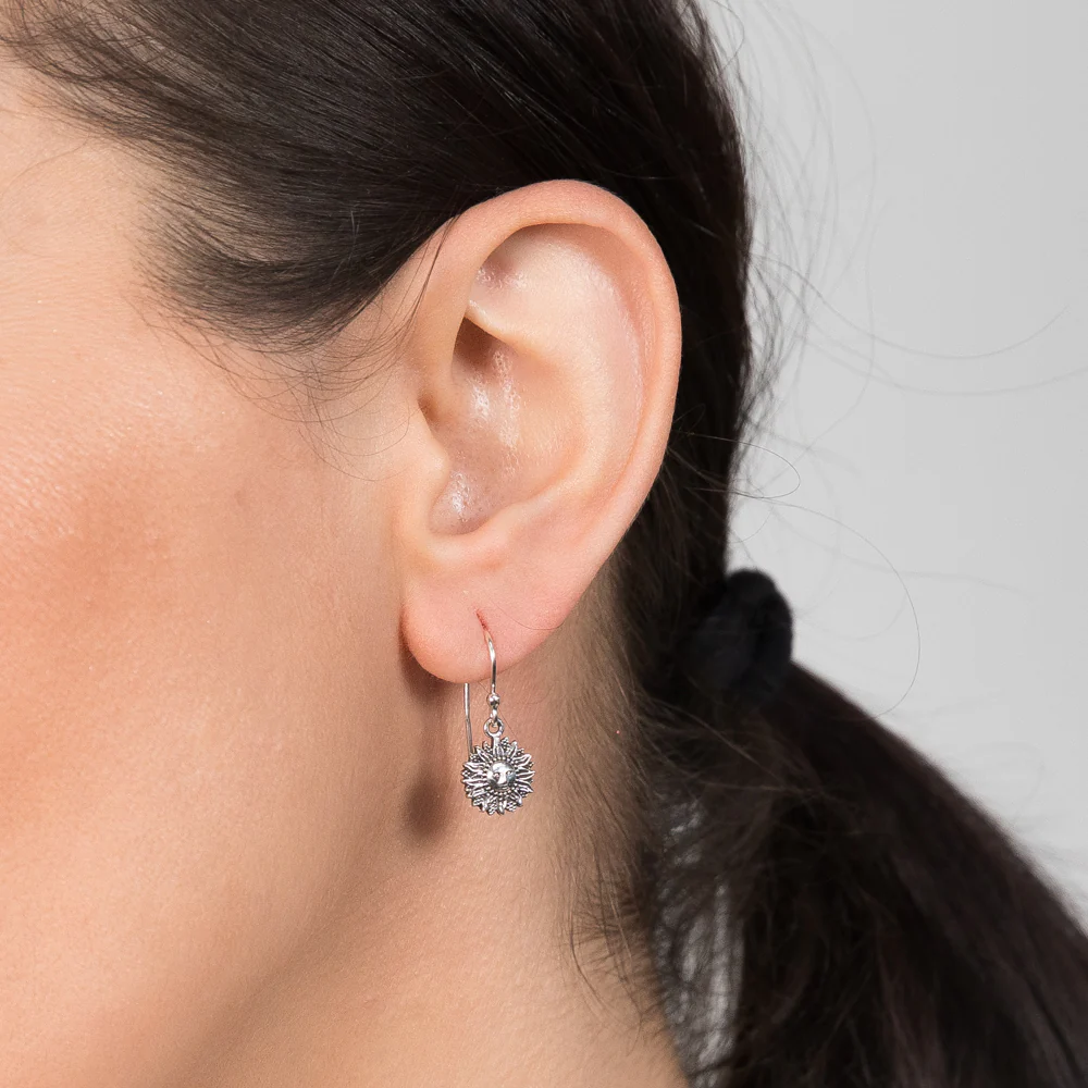 Stering Silver Sun Oxidised Drop Earrings - Image 2