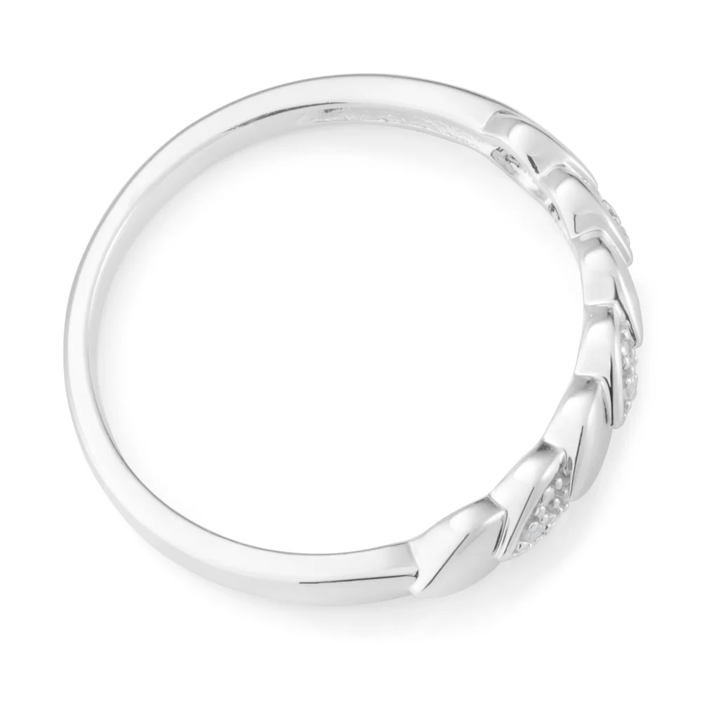 Sterling Silver 0.01 Carat Diamond Heart Ring with 3 Brilliant Cut Diamonds - Image 2