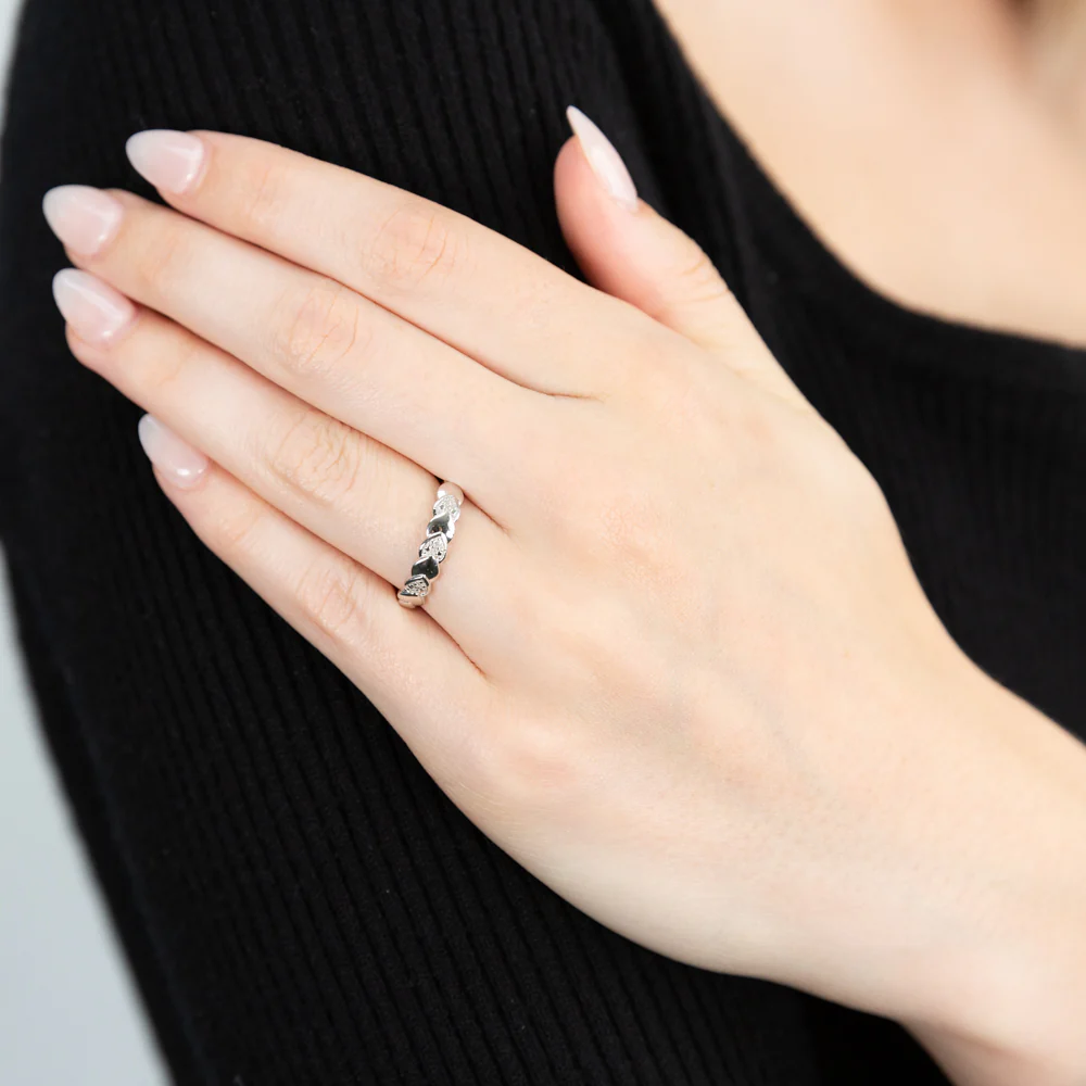Sterling Silver 0.01 Carat Diamond Heart Ring with 3 Brilliant Cut Diamonds - Image 3