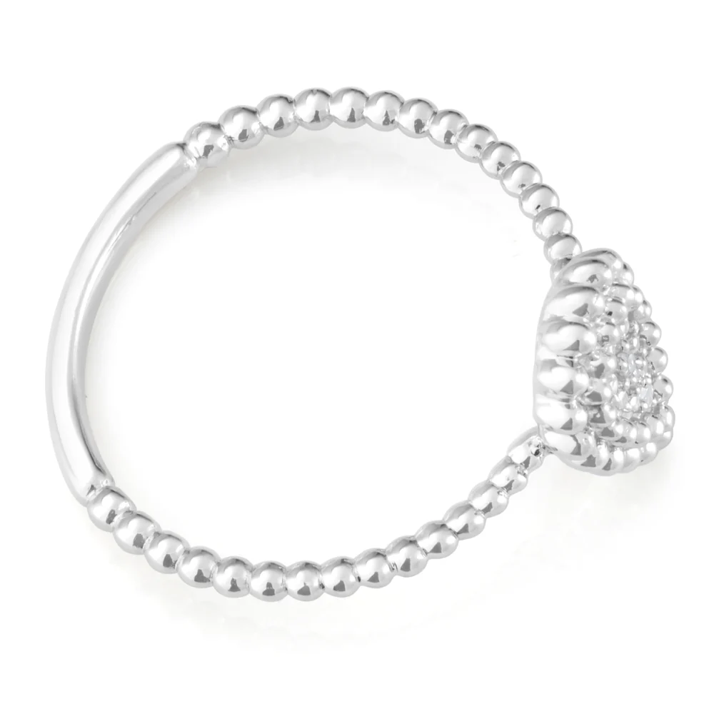 Sterling Silver 0.01 Carat Diamond Pear Shape Ring with 2 Brilliant Cut Diamonds - Image 2