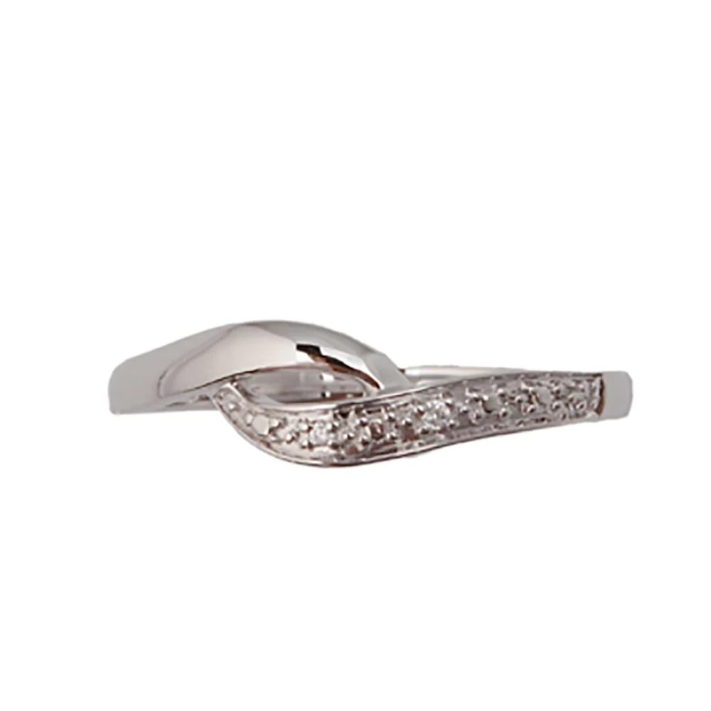 Sterling Silver 0.01 Carat Diamond Ring with 2 Brilliant Cut Diamonds - Image 3