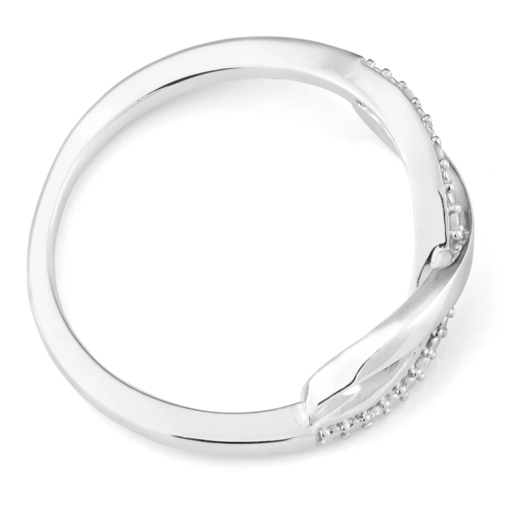 Sterling Silver 0.02 Carat Diamond Infinity Ring with 6 Brilliant Cut Diamonds - Image 2