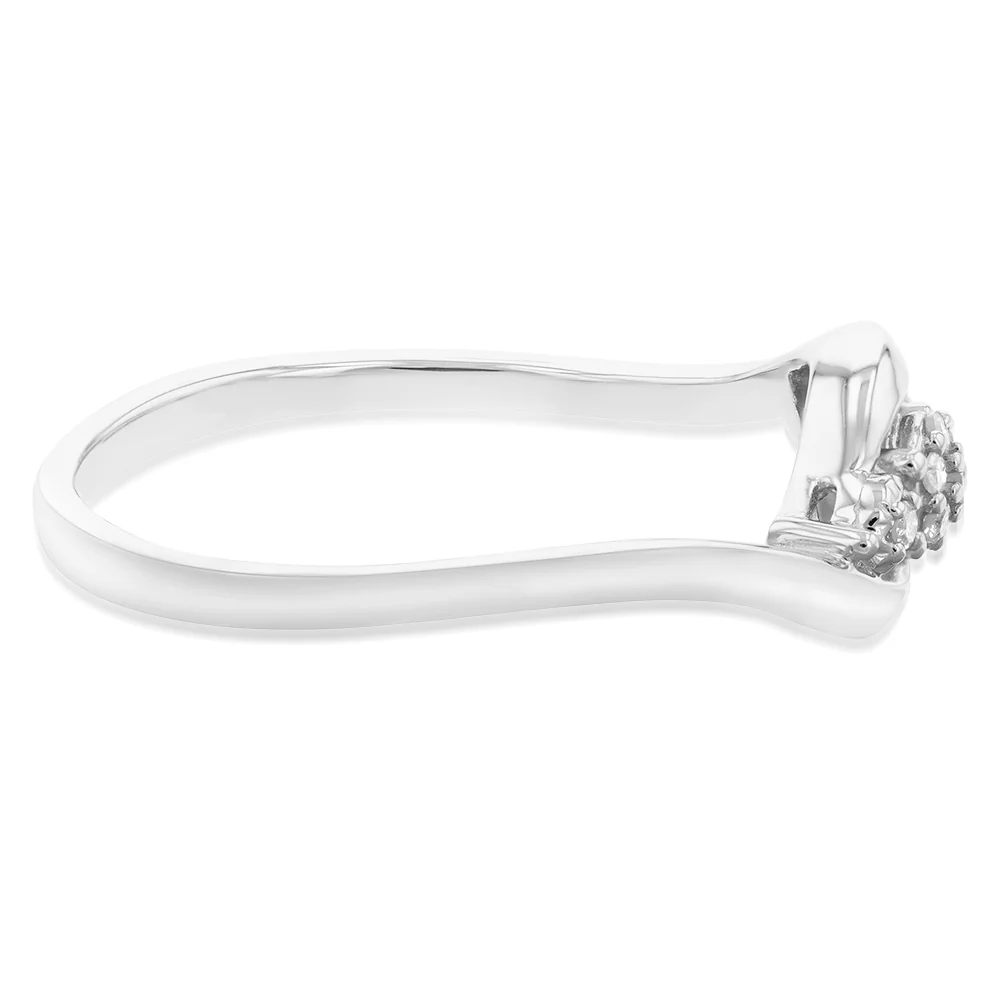 Sterling Silver 0.05 Carat Diamond Ring with 9 Brilliant Cut Diamonds - Image 2