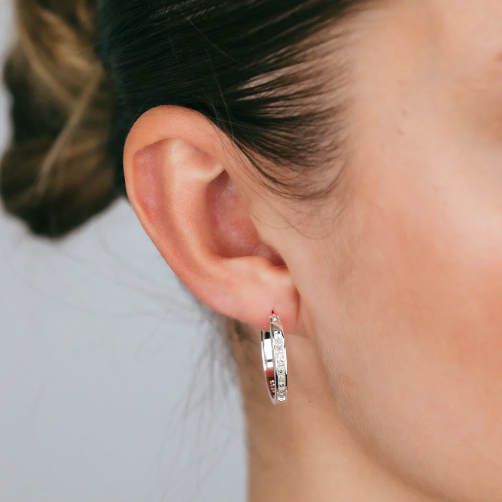 Sterling Silver 0.15 Carat Diamond Hoop Earrings - Image 2