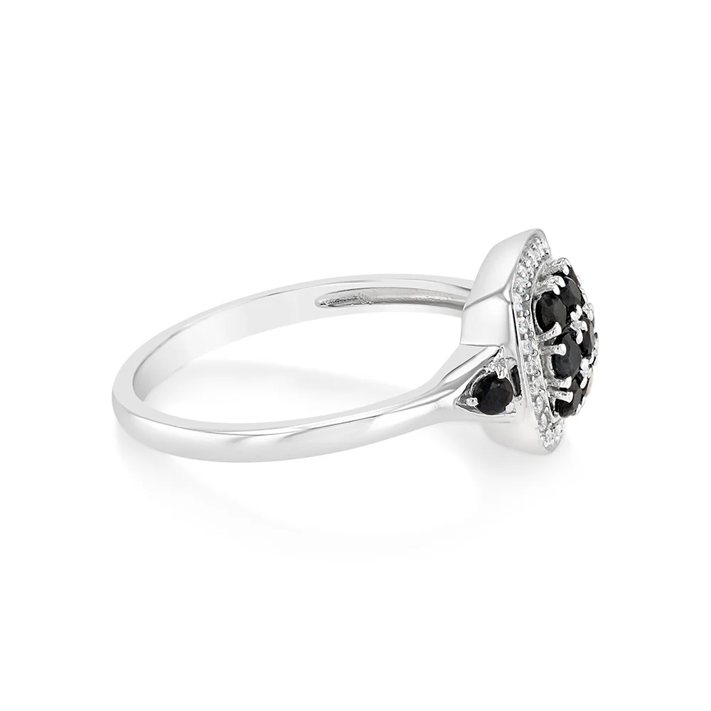 Sterling Silver 0.44Ct Natural Blue Sapphire with 32White Zirconia Ring - Image 2
