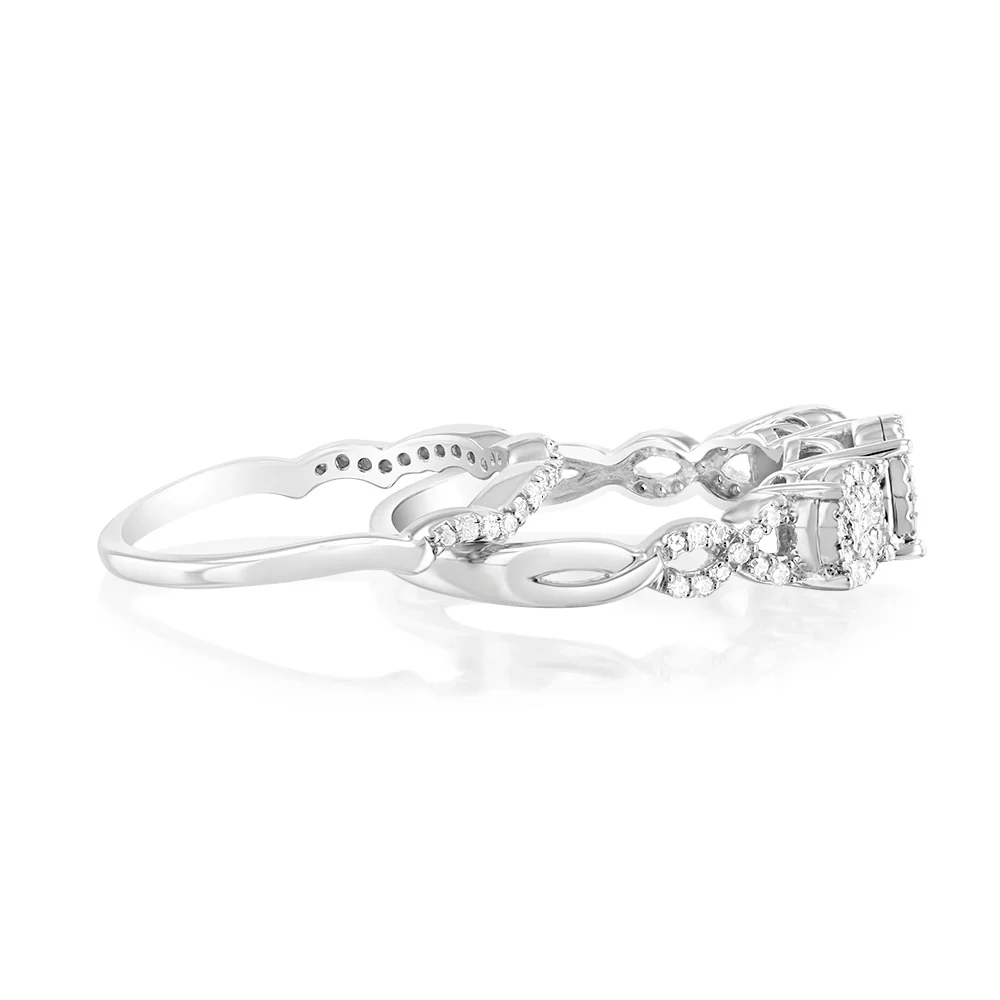 Sterling Silver 0.45 Carat Diamond Bridal 2Ring Set - Image 2