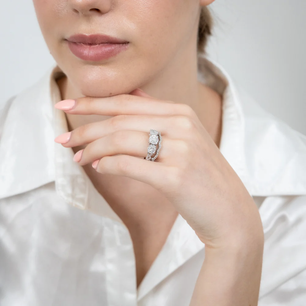 Sterling Silver 0.45 Carat Diamond Bridal 2Ring Set - Image 3