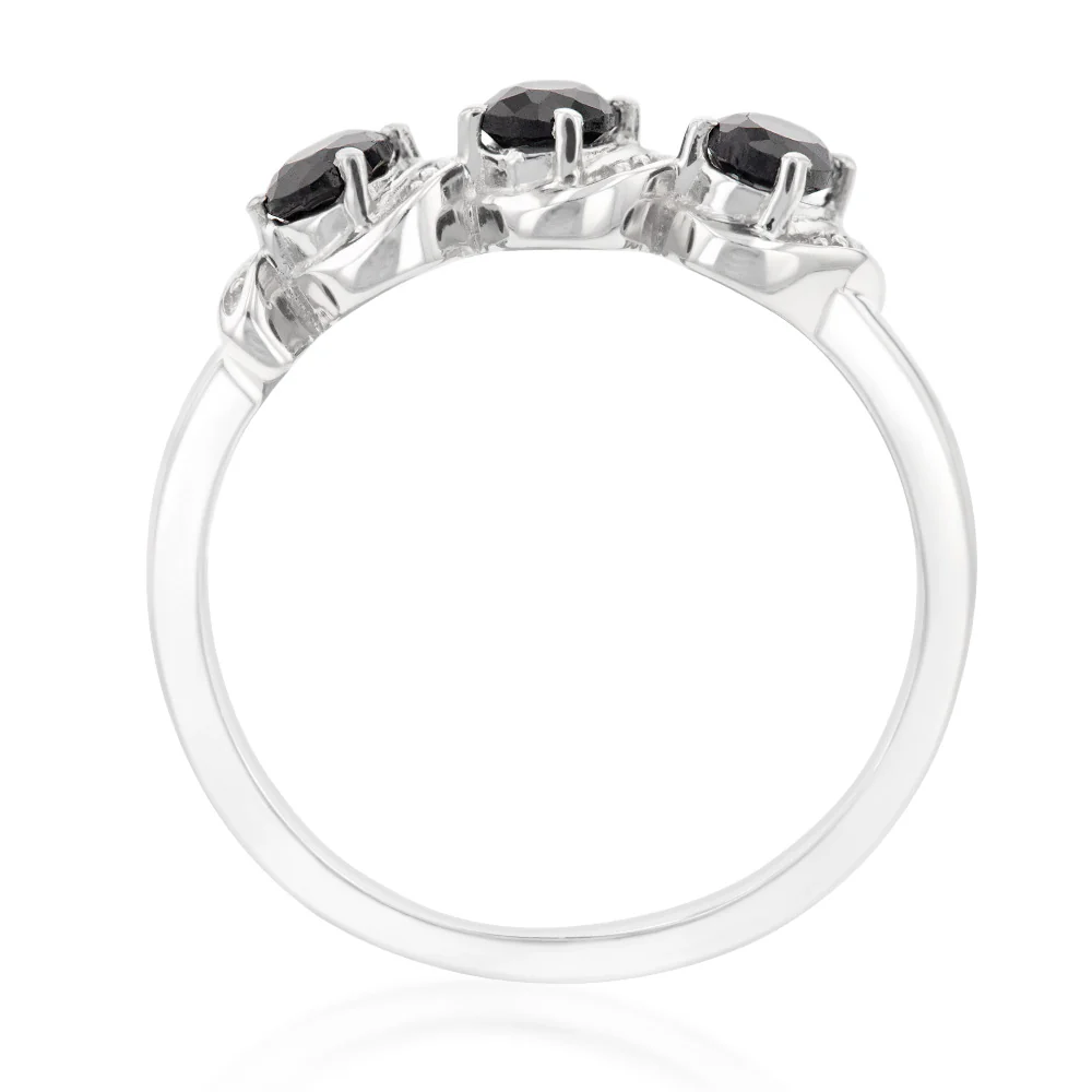 Sterling Silver 0.60ct Natural Sapphire Trilogy Ring - Image 2