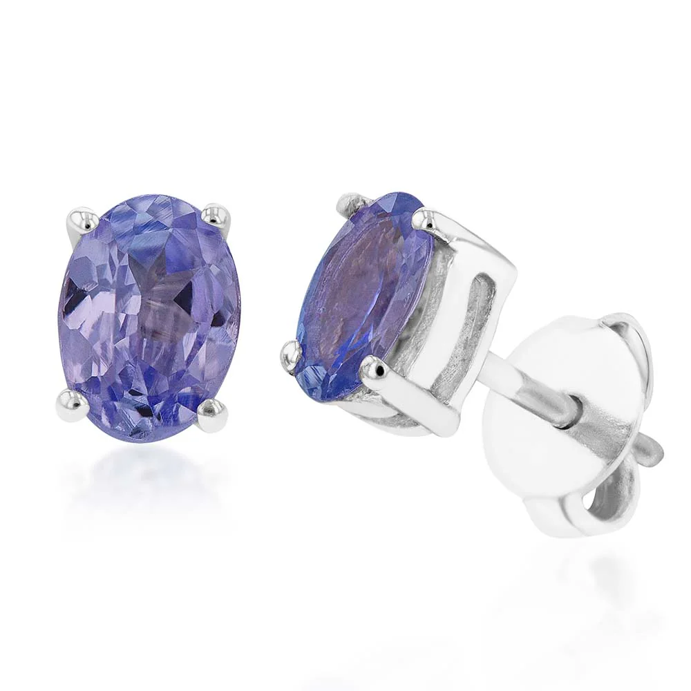 Sterling Silver 0.65ct Tanzanite 5x4mm Oval Studs - Image 2