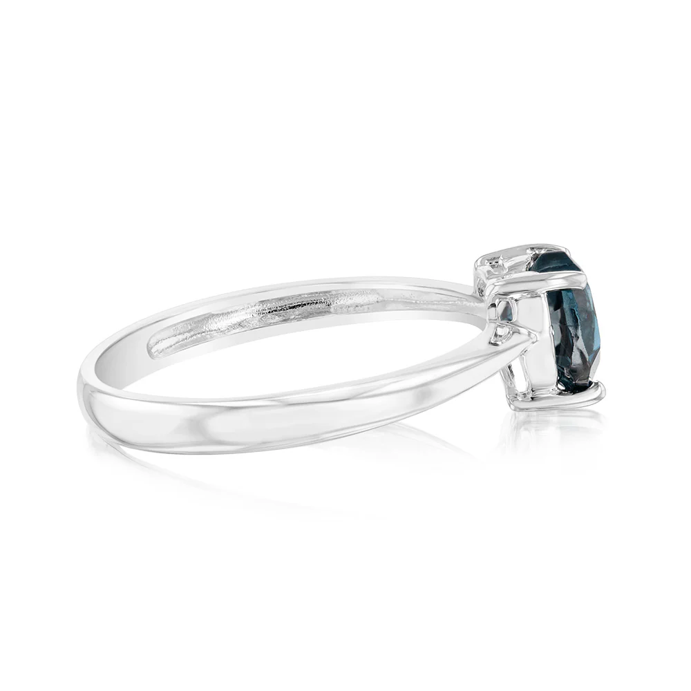 Sterling Silver 0.90Ct Natural London Blue Topaz Heart Shaped  Ring - Image 2