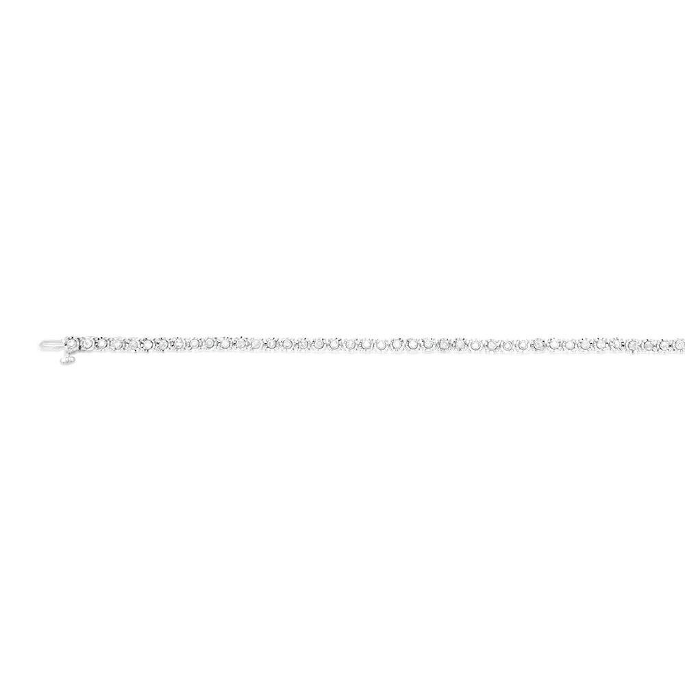 Sterling Silver 0.95 Carat  Diamond 18cm Tennis Bracelet with Brilliant Cut Diamonds - Image 2