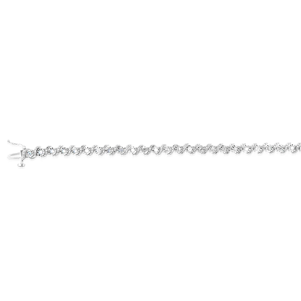 Sterling Silver 0.95 Carat Diamond 19cm Bracelet - Image 2