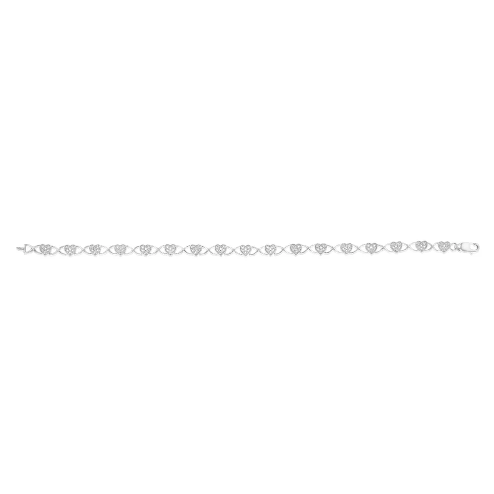 Sterling Silver 1/10 Carat Diamond Fancy Heart Bracelet - Image 2