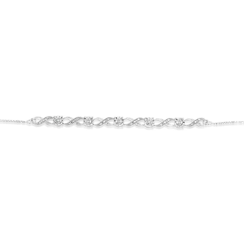 Sterling Silver 1/10 Carat Diamond Infinity Slider Bracelet - Image 2
