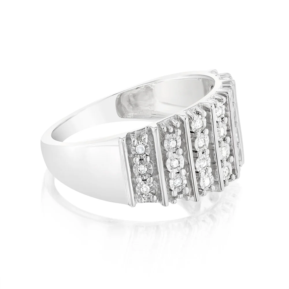 Sterling Silver 1/10 Carat Diamond Ring With 24 Round Brilliant Cut Diamonds - Image 2