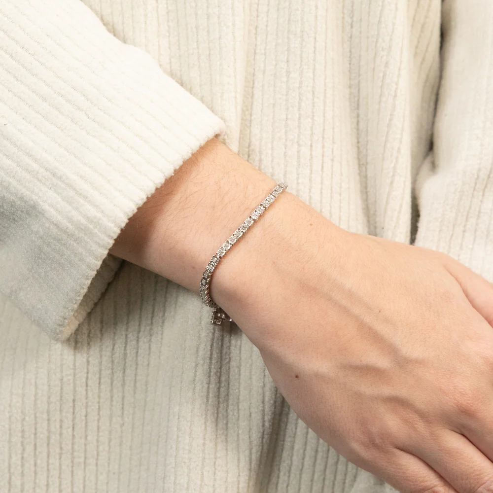 Sterling Silver 1/2 Carat Diamond 17.5cm Bracelet - Image 3