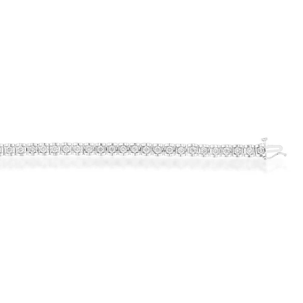 Sterling Silver 1/2 Carat Diamond 19.5cm Tennis Bracelet - Image 2
