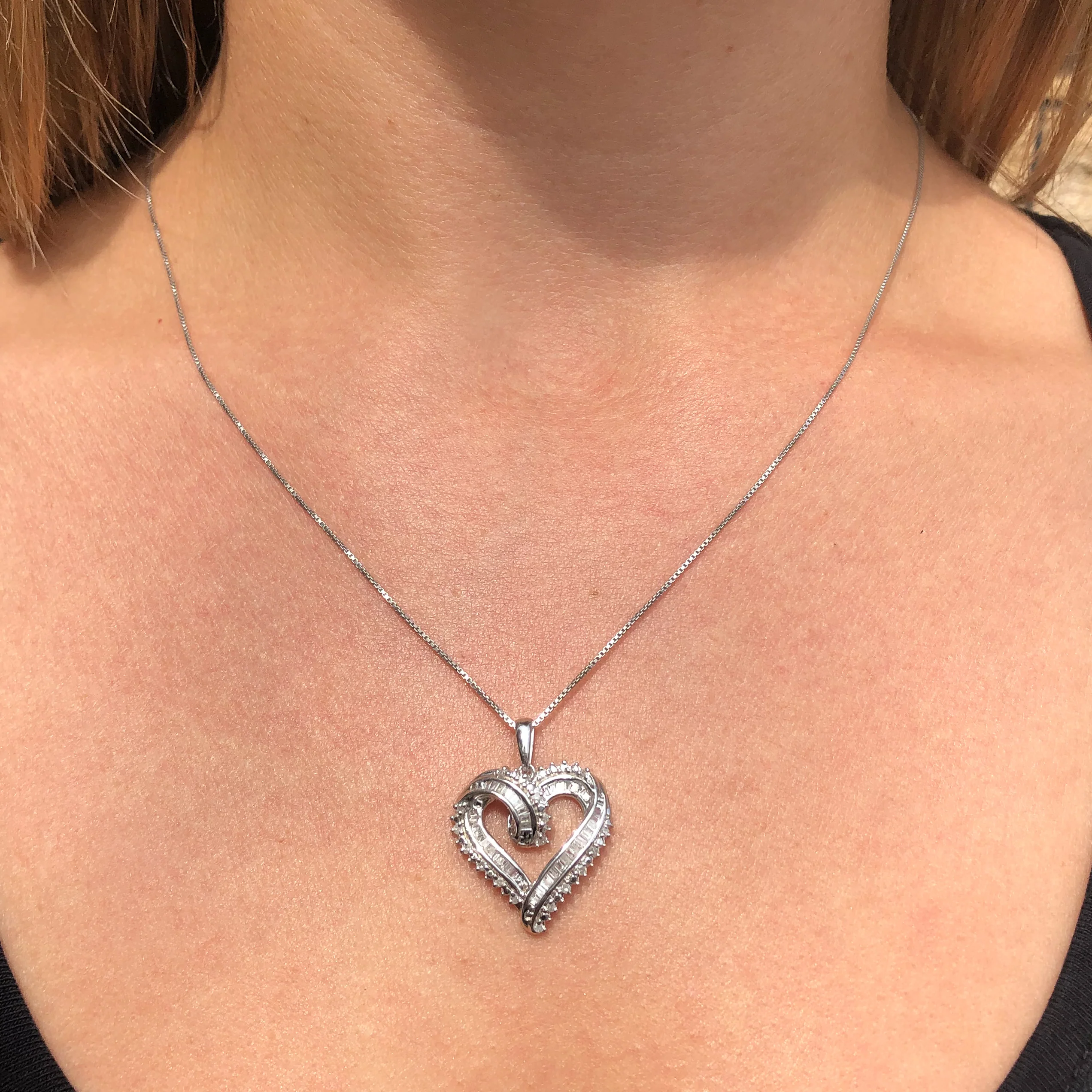 Sterling Silver 1/2 Carat Heart Diamond Pendant on 45cm Chain - Image 2