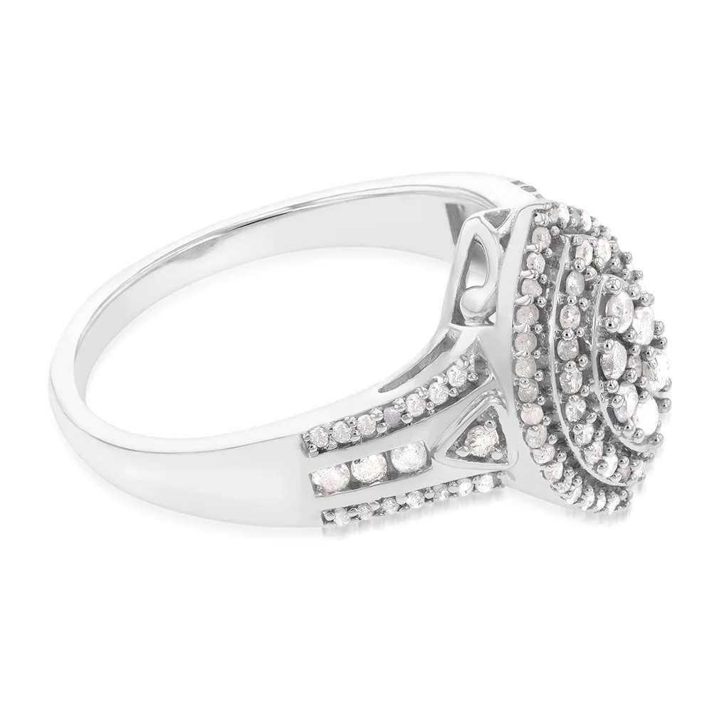Sterling Silver 1/2 Carat Marquise Shaped Diamond Dress Ring - Image 2