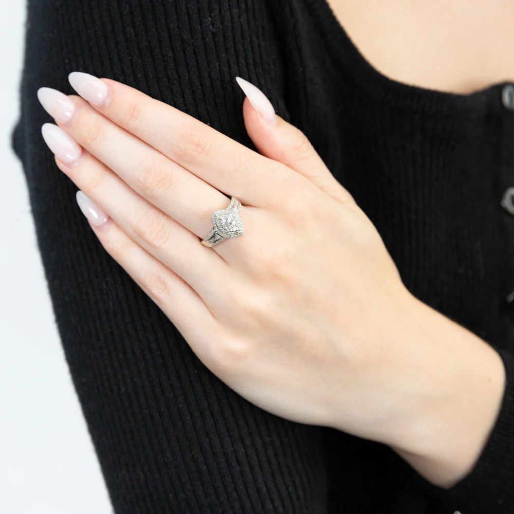 Sterling Silver 1/2 Carat Marquise Shaped Diamond Dress Ring - Image 3