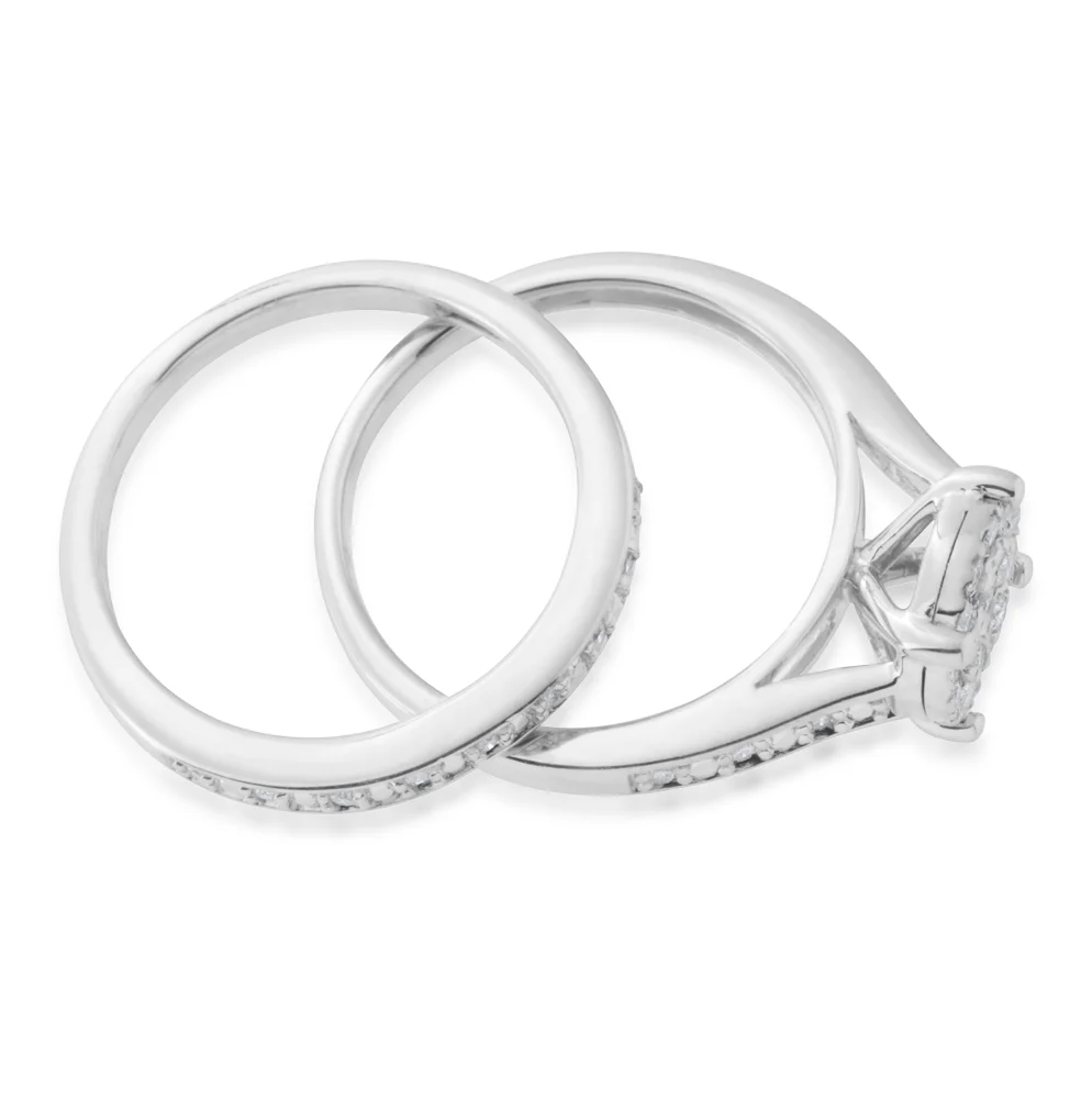 Sterling Silver 1/3 Carat Diamond Bridal Ring Set - Image 2