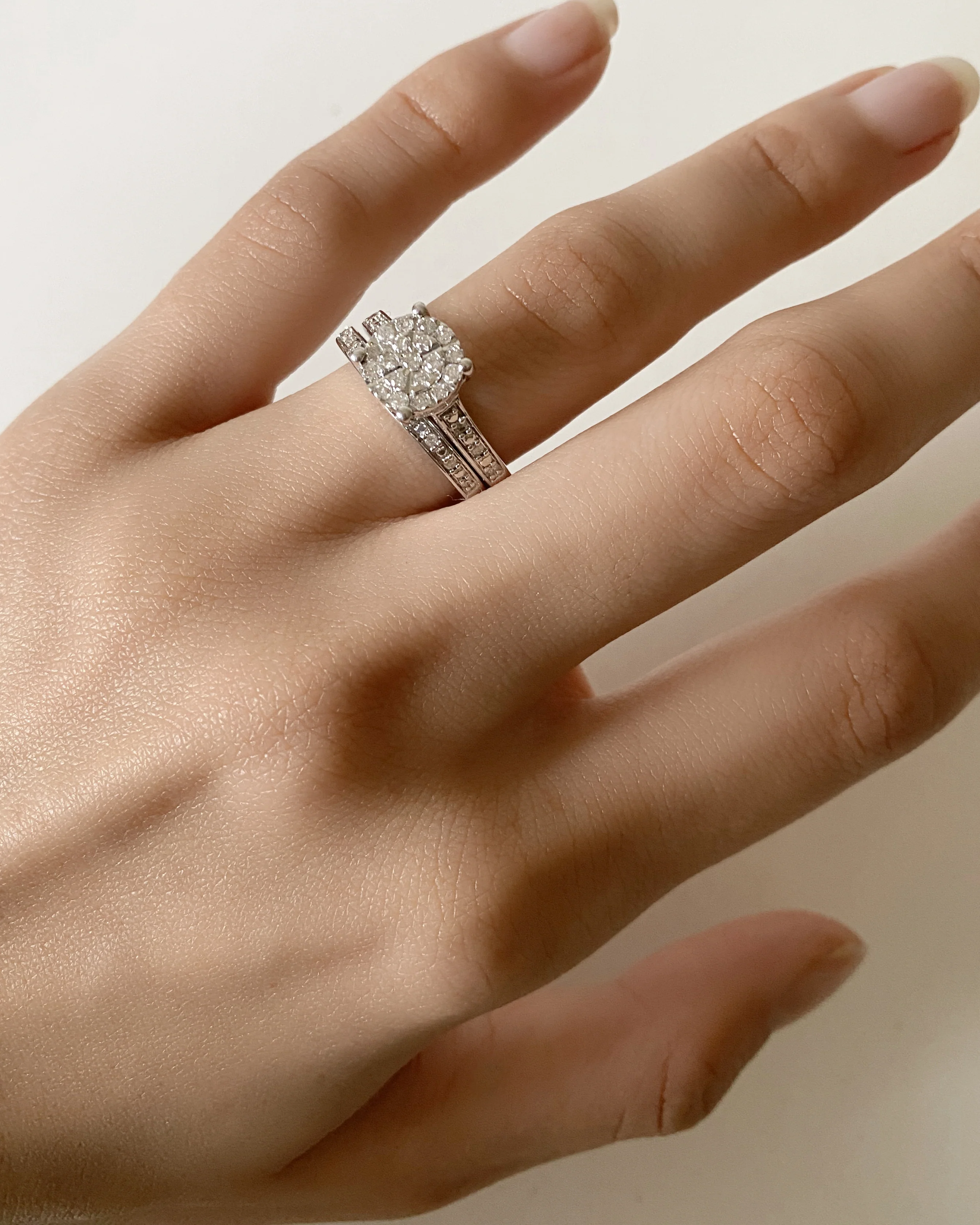Sterling Silver 1/3 Carat Diamond Bridal Ring Set - Image 3
