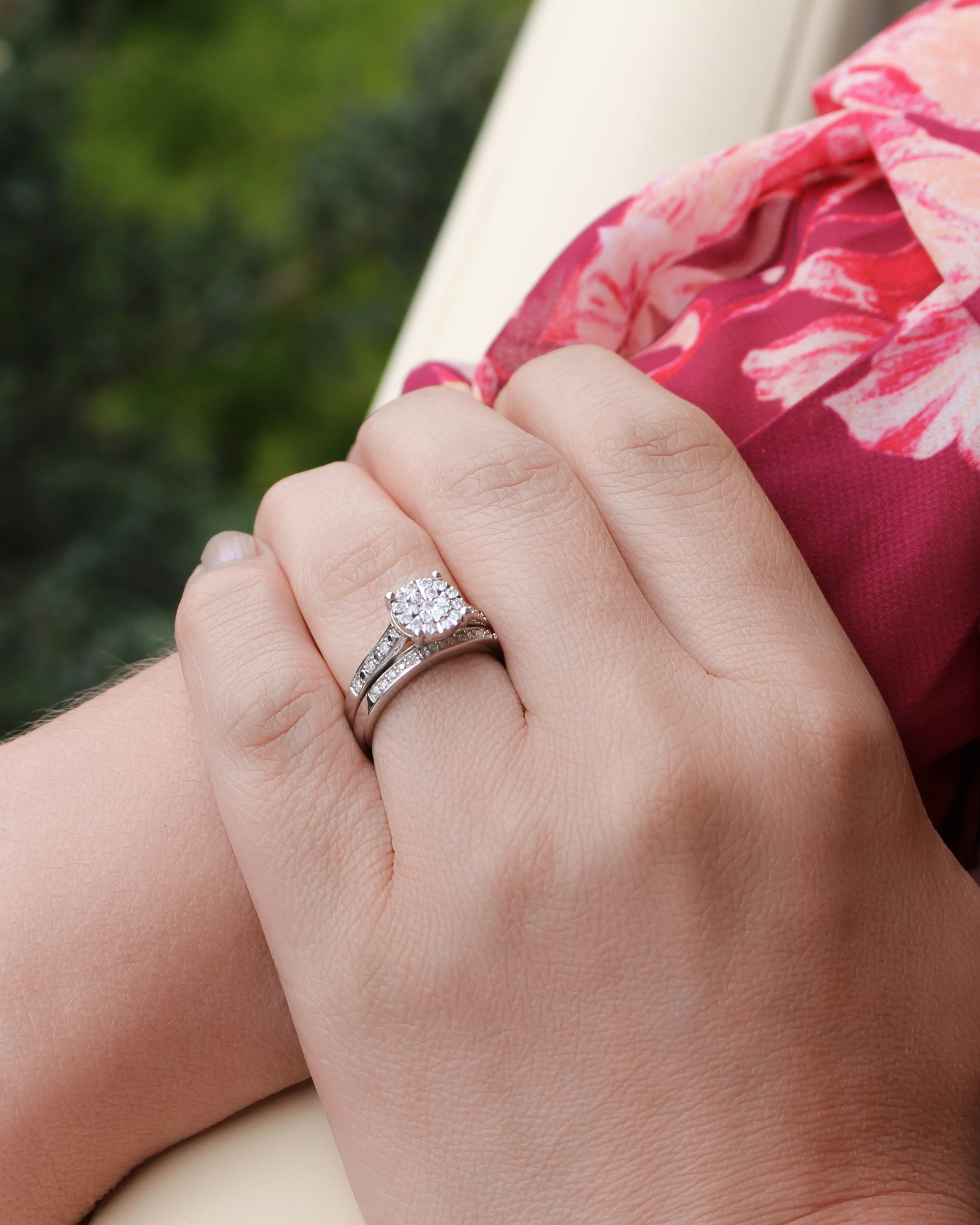 Sterling Silver 1/3 Carat Diamond Bridal Ring Set - Image 4