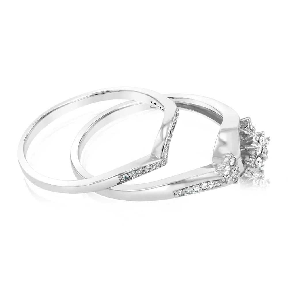 Sterling Silver 1/3 Carat Diamond Bridal Set Dress Ring - Image 2
