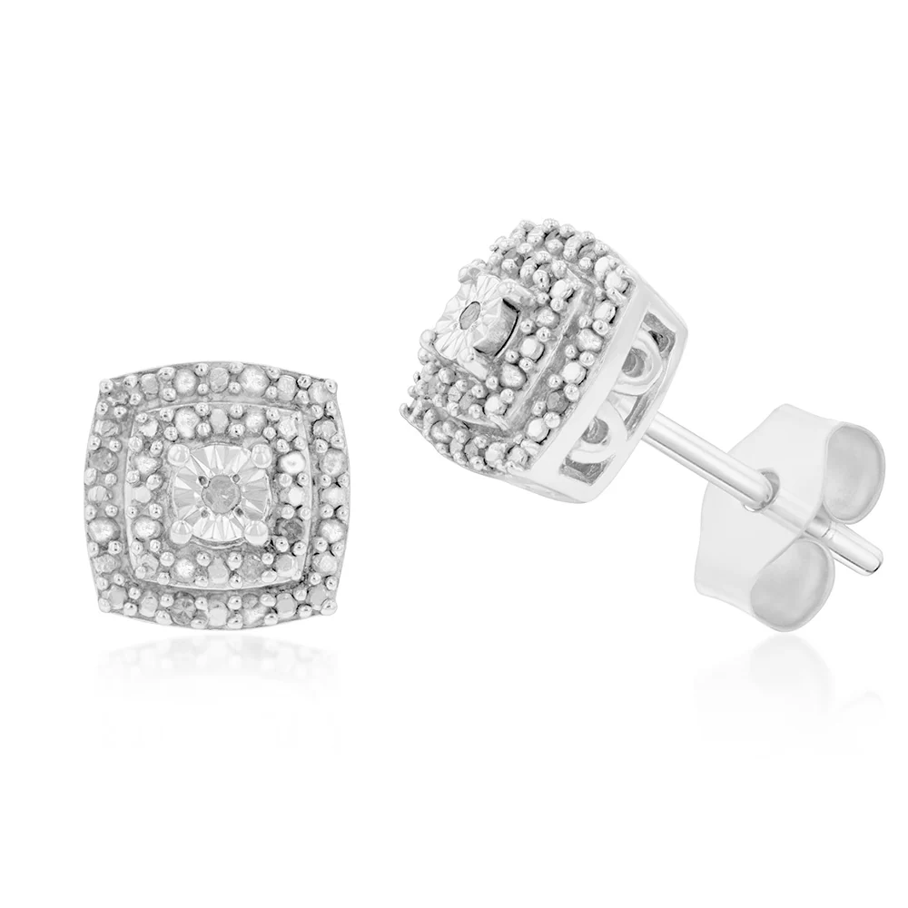 Sterling Silver 1/3 Carat Diamond Pendant Earring and Ring Set - Image 3