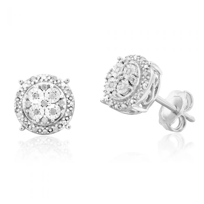 Sterling Silver 1/3 Carat Diamond Pendant Earring and Ring Set - Image 4