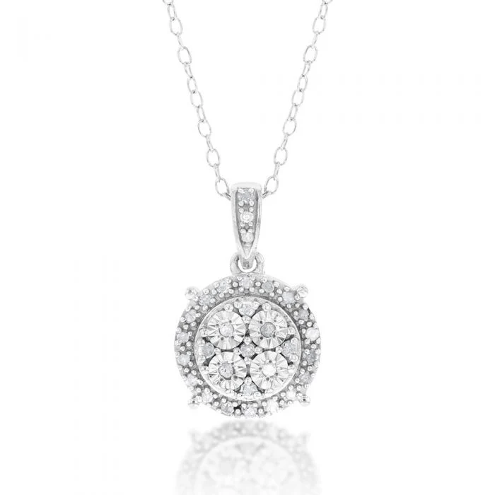 Sterling Silver 1/3 Carat Diamond Pendant Earring and Ring Set - Image 5