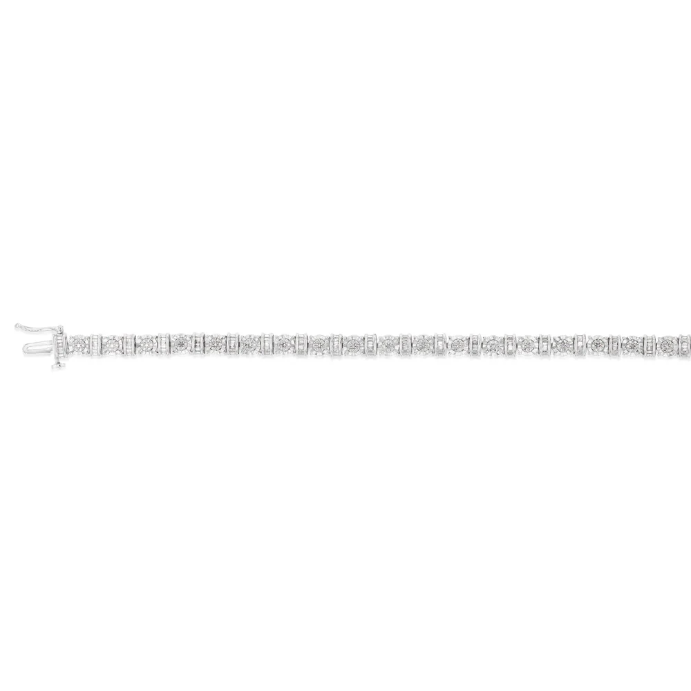 Sterling Silver 1/4 Carat Diamond Bracelet 17.5cm - Image 2