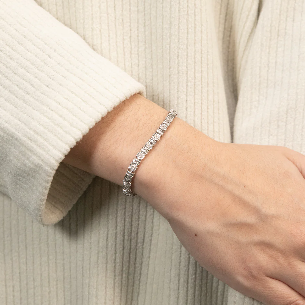 Sterling Silver 1/4 Carat Diamond Bracelet 17.5cm - Image 3