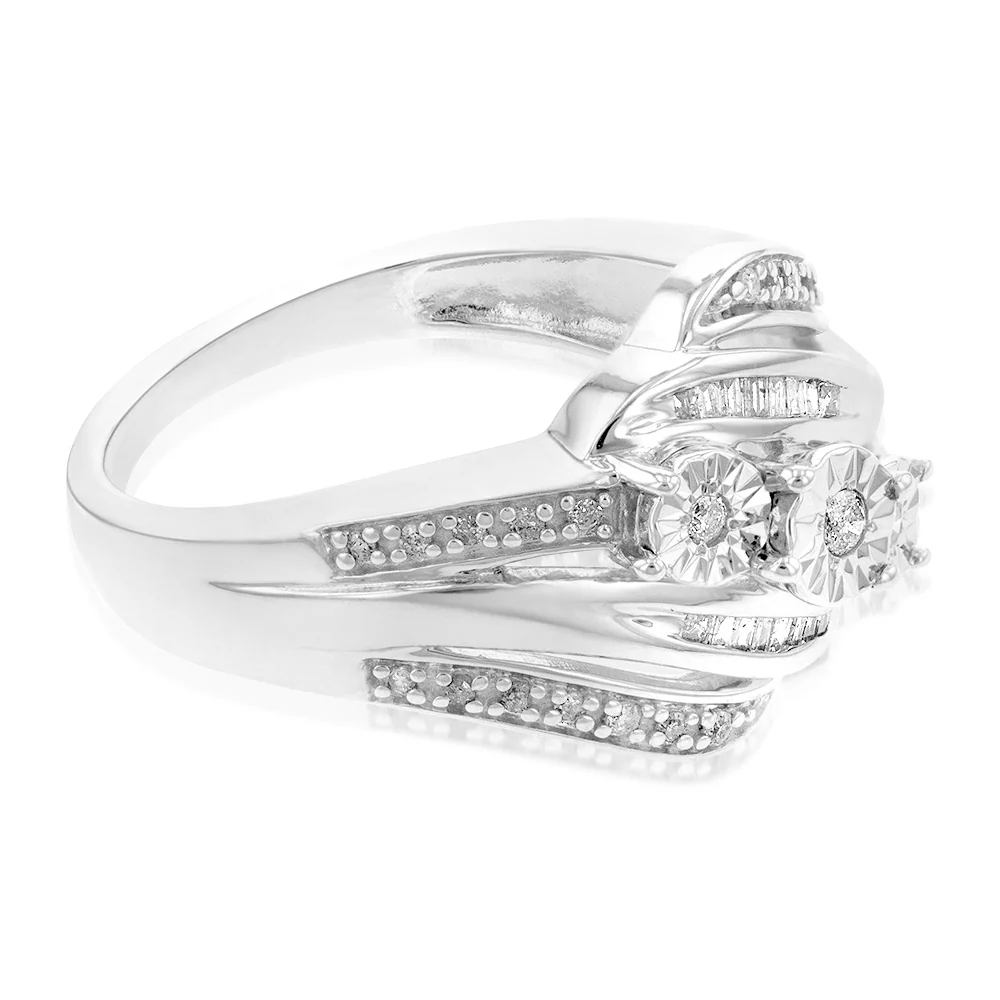 Sterling  Silver 1/4 Carat Diamond Dress Ring - Image 2