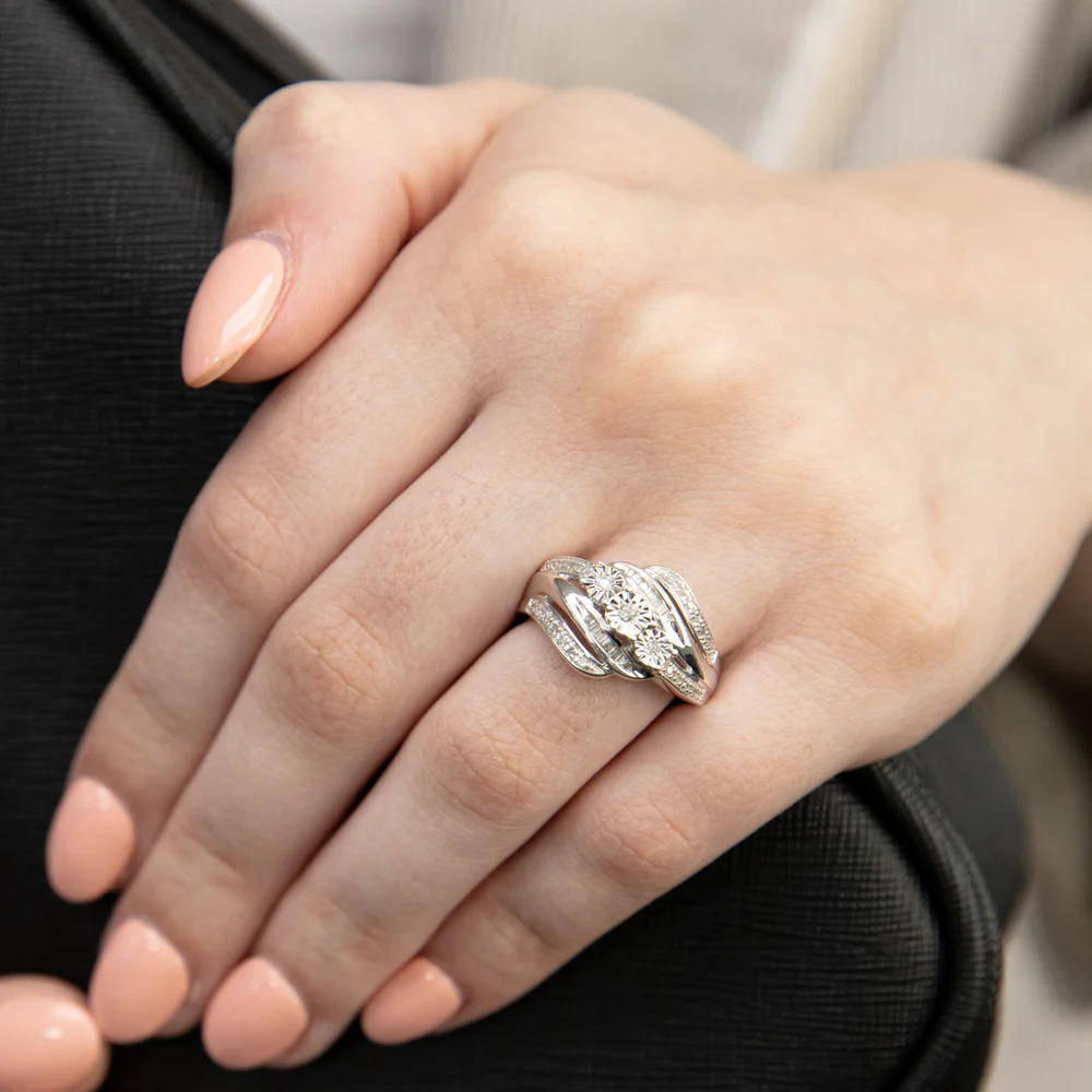 Sterling  Silver 1/4 Carat Diamond Dress Ring - Image 3
