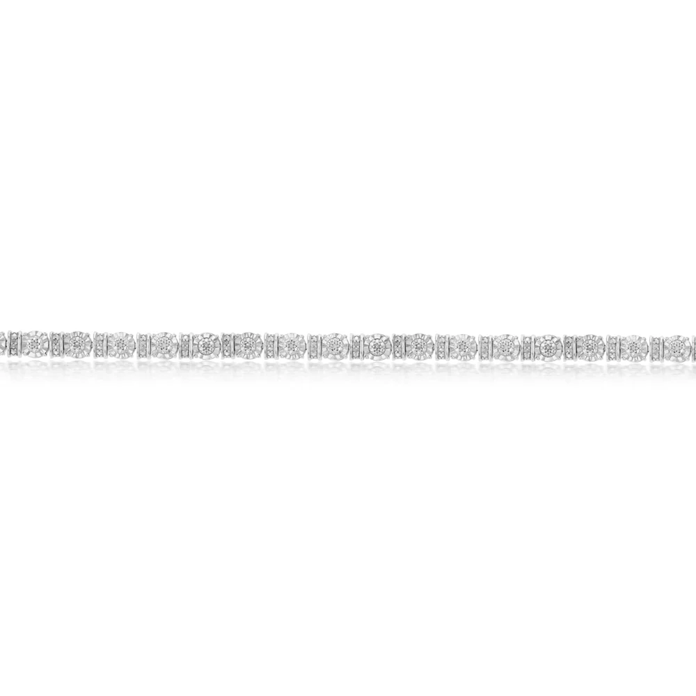 Sterling Silver 1/4 Carat Diamond Fancy 18cm Bracelet - Image 3