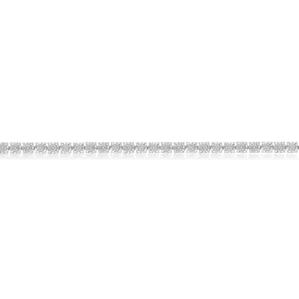 Sterling Silver 1/4 Carat Diamond Fancy 20.5cm Bracelet - Image 3