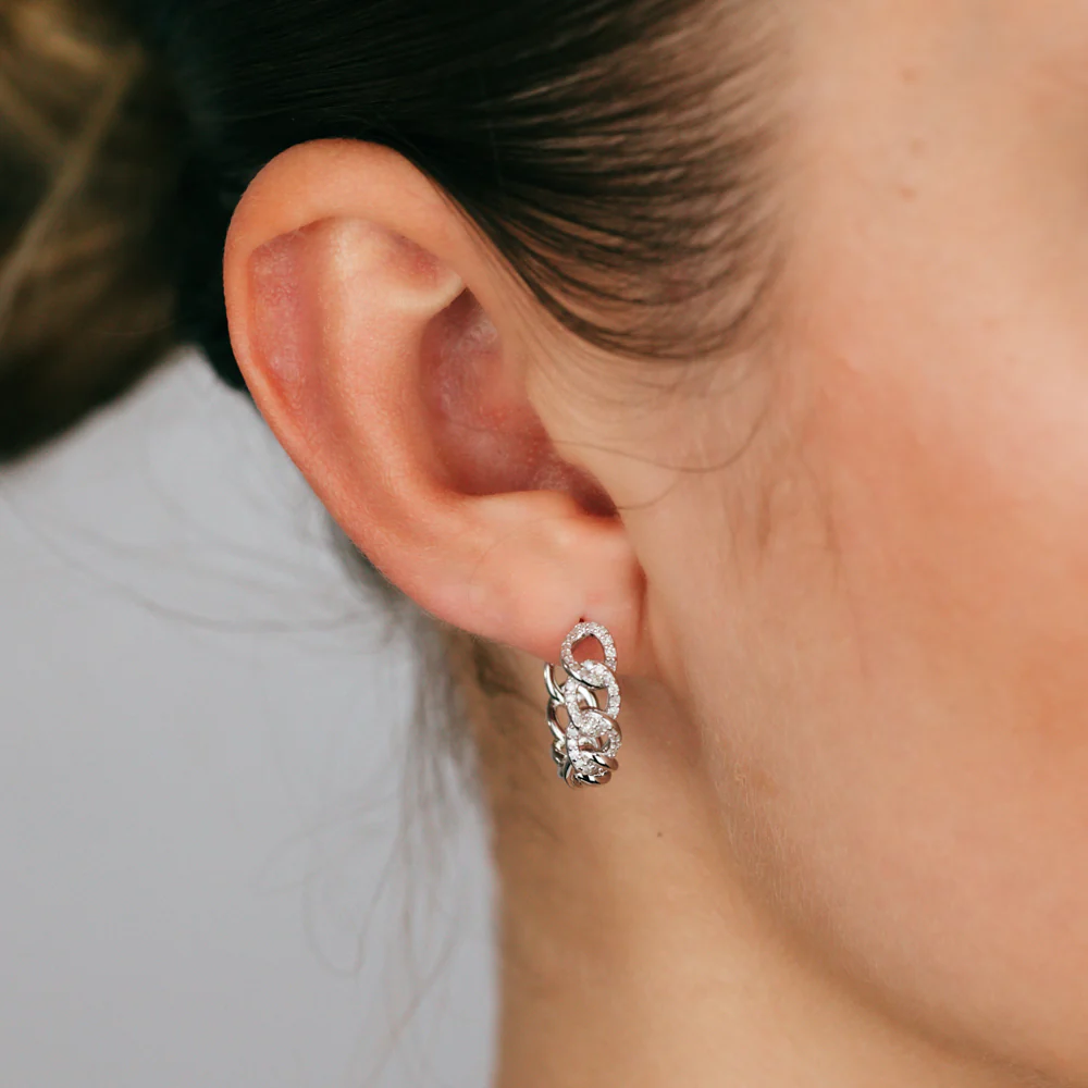 Sterling Silver 1/4 Carat Diamond Hoop Earrings - Image 2