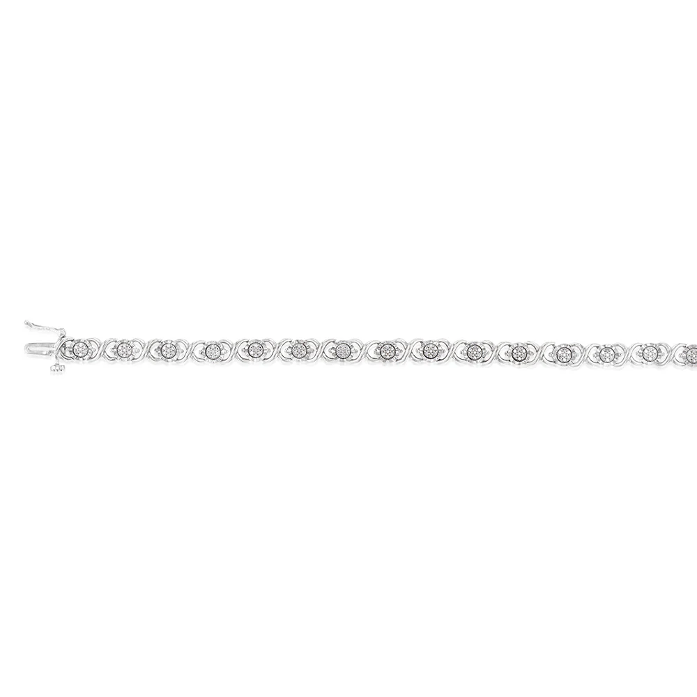 Sterling Silver 1/4 Carat Diamond Hugs and Kisses Bracelet 18.5cm - Image 2