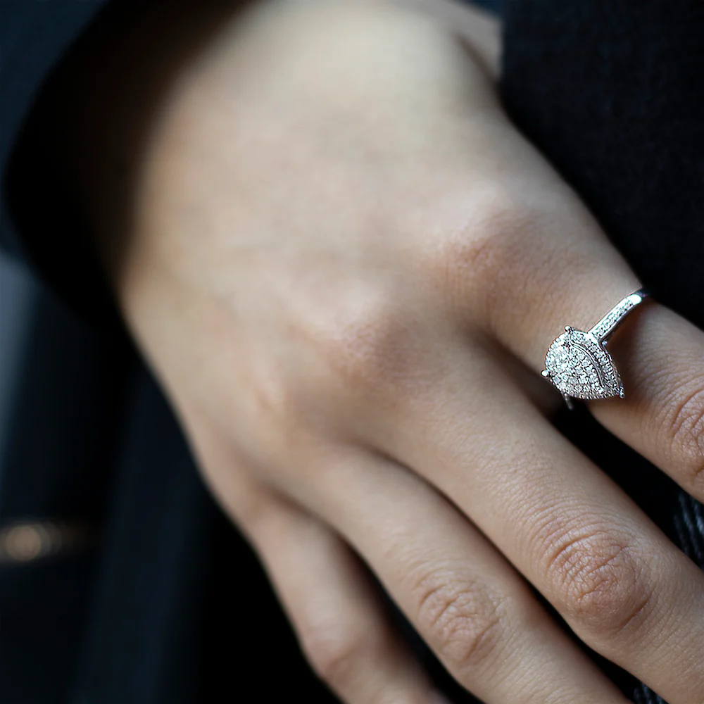 Sterling Silver 1/4 Carat Pear Shape Diamond Dress Ring - Image 3