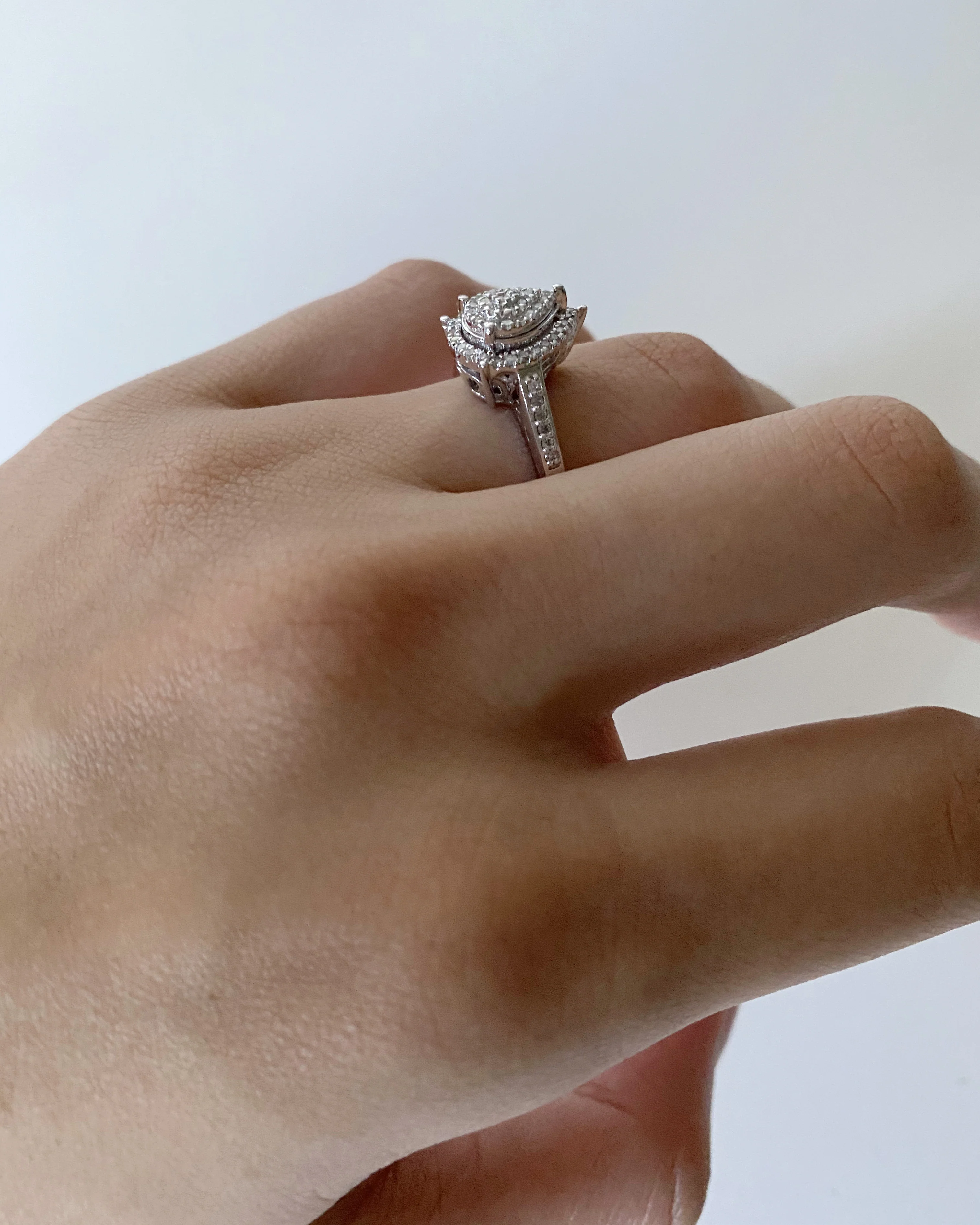 Sterling Silver 1/4 Carat Pear Shape Diamond Dress Ring - Image 5