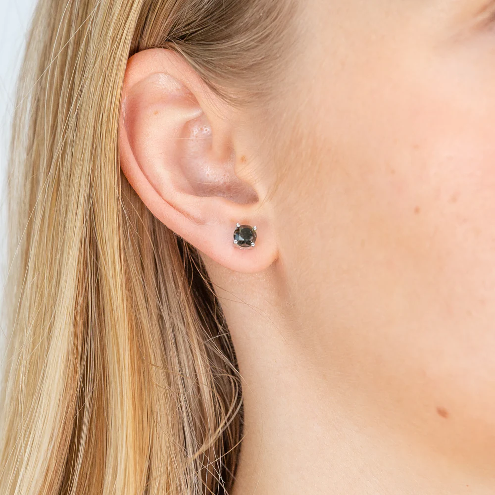 Sterling Silver 1.5 Carat Black Diamond Stud Earrings - Image 2